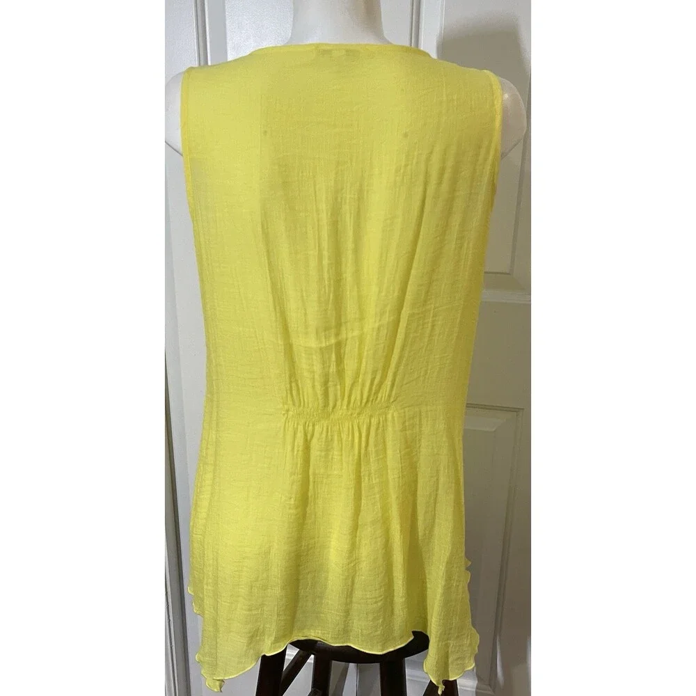 Spense Tank Dress Womens Size Large Yellow Lace Neckline Flowy Sleeveless Tank - Picture 8 of 9